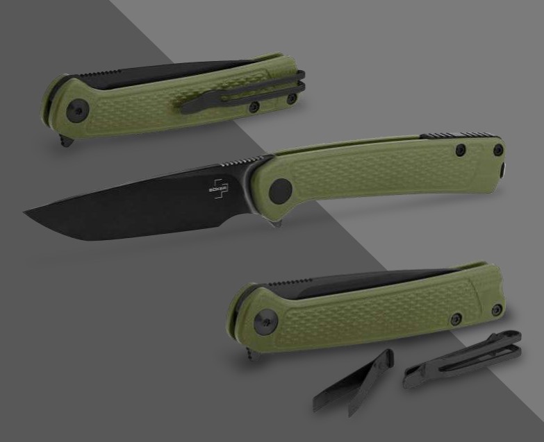 Boker Plus Fire Ant Liner Lock Folding Knife OD Green PP Handle Black 4116 SS Blade BK01BP0100 View 1