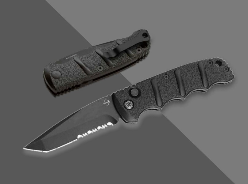 Boker Plus KALS All Black Tanto Serrated OTS Auto D2 Blade Aluminum Handle AUBK01BP0154 View 1