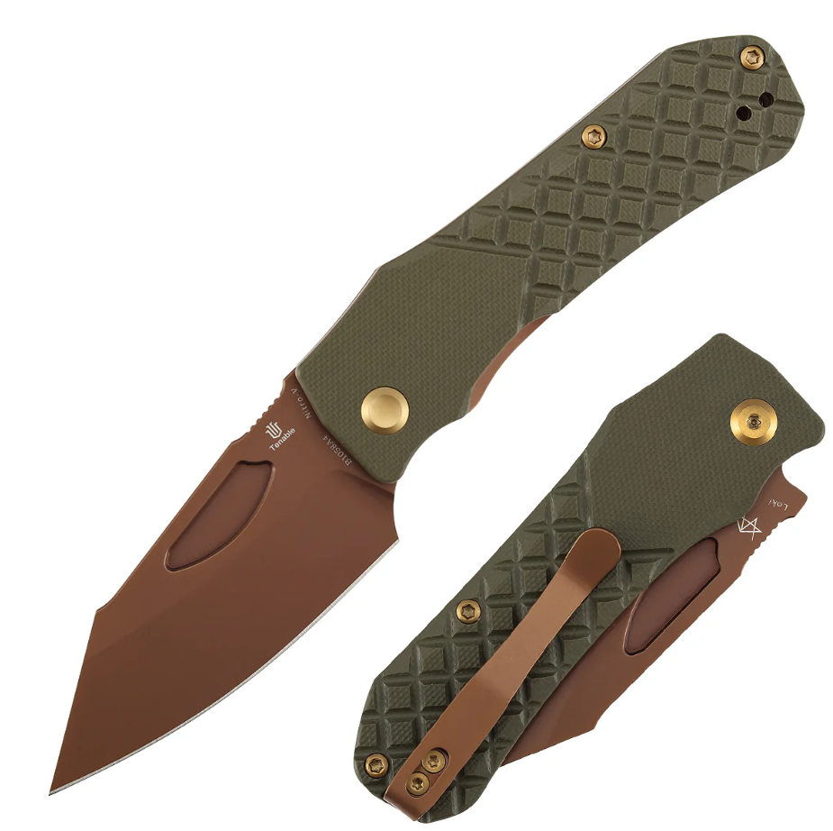 Tenable Loki Linerlock Folding Knife Rose Gold Nitro-V/OD Green G-10 B1058A4 View 1