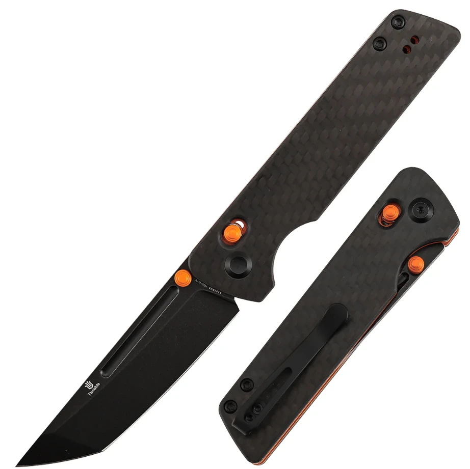 Tenable Anomaly Crossbar Lock Folding Knife Blackwash Nitro V/Carbon Fiber with Orange Accents Dirk Pinkerton Design B2038V4 View 1