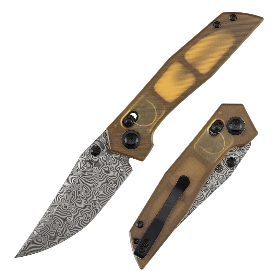 Tenable Deadite Crossbar Lock Folding Knife Water Ripple Damascus/Ultem B1081V4 View 1