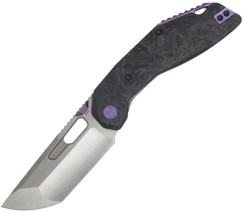 Ketuo Yakuza Satin Purple Black Carbon Fiber Flipper Linerlock Knife KETM0103 View 1