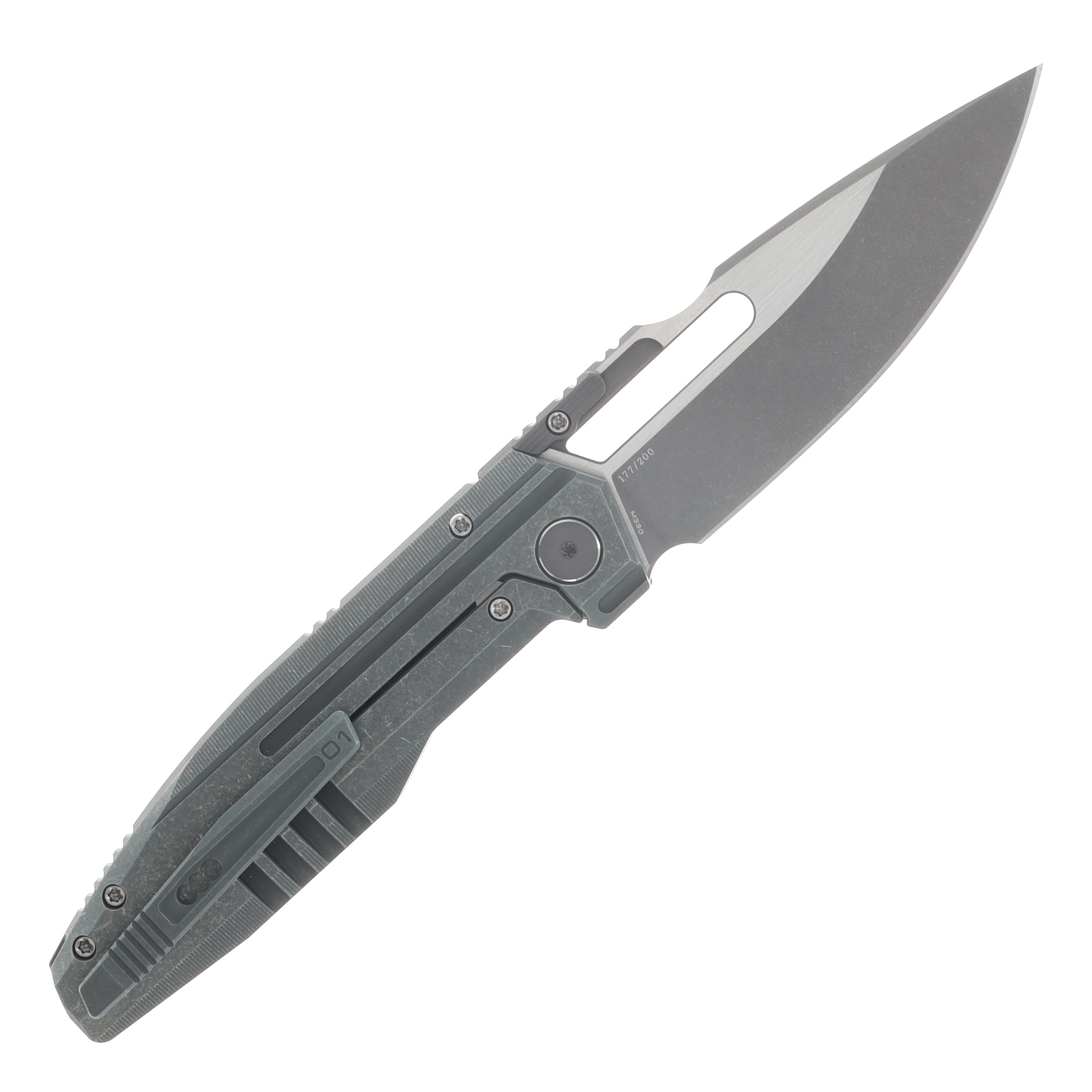 We Knife Co Army Inspired Reveille Framelock Folding Knife Stonewash M390/Olive Gray Titanium WE23057-2 View 2