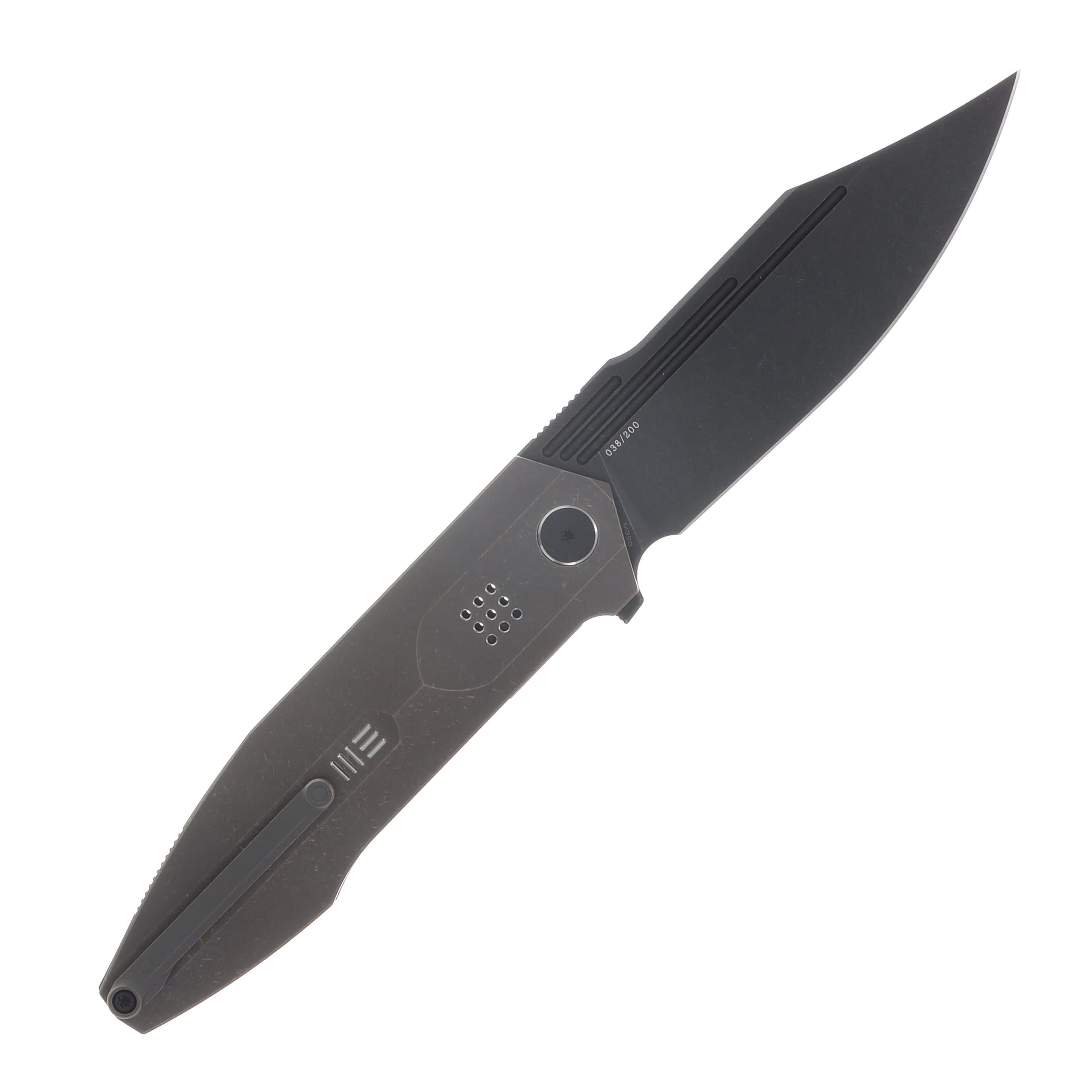 WE Knife Co Air Force Flight Line Folder Bronze TI Handle Blackwashed M390 Blade WE23089-2 View 2