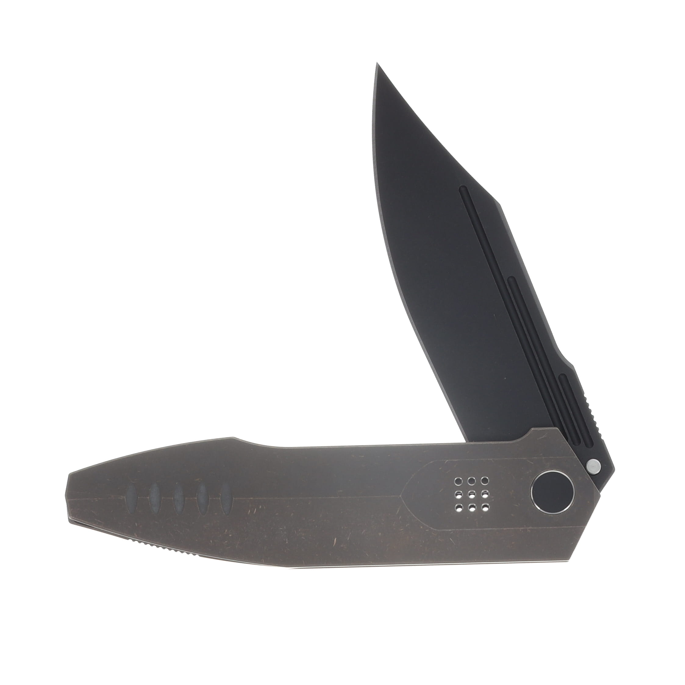 WE Knife Co Air Force Flight Line Folder Bronze TI Handle Blackwashed M390 Blade WE23089-2 View 3