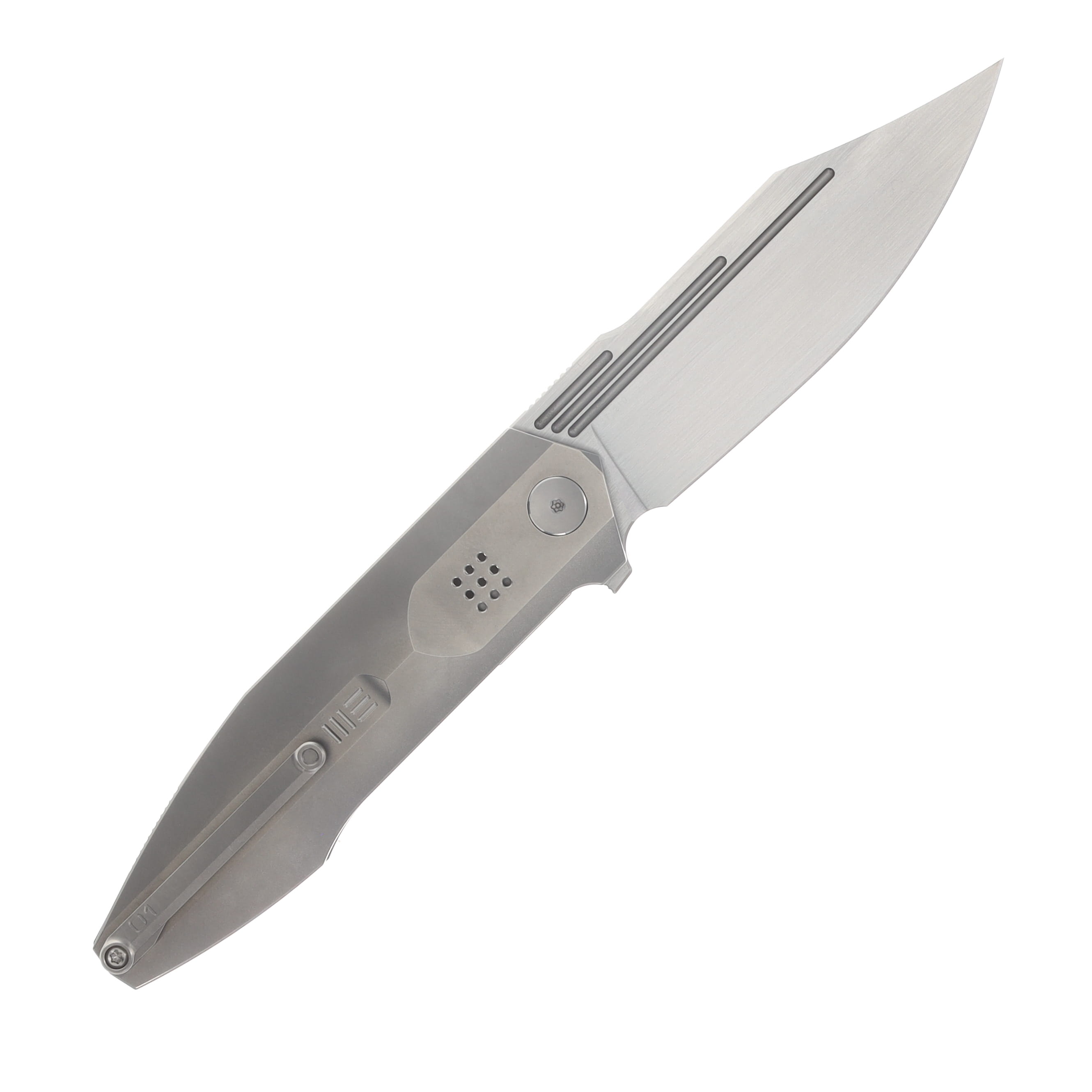 We Knife Co Air Force Inspired Flight Line Linerlock Folding Knife Satin M390/Bead Blasted Titanium WE23089-3 View 2