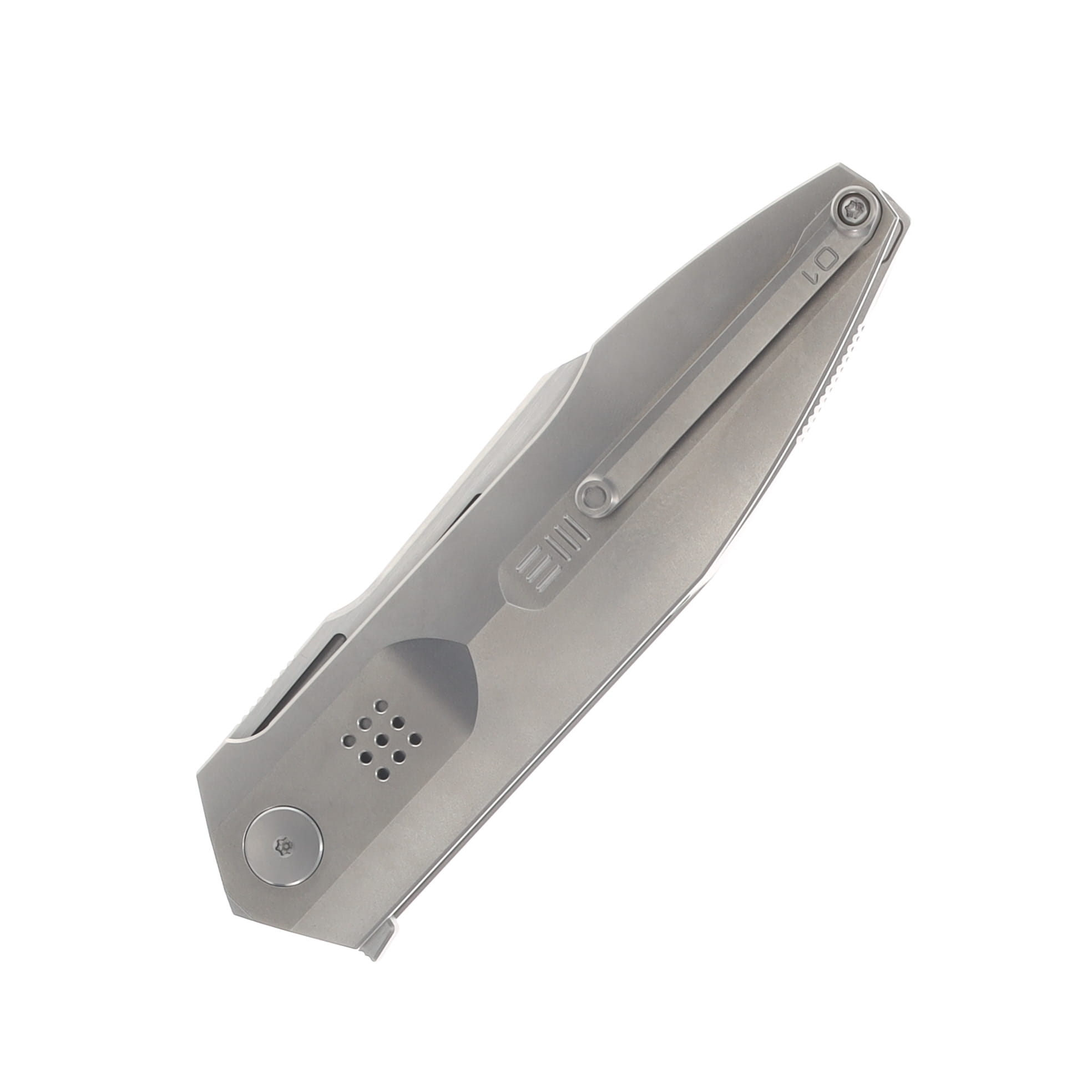 We Knife Co Air Force Inspired Flight Line Linerlock Folding Knife Satin M390/Bead Blasted Titanium WE23089-3 View 6