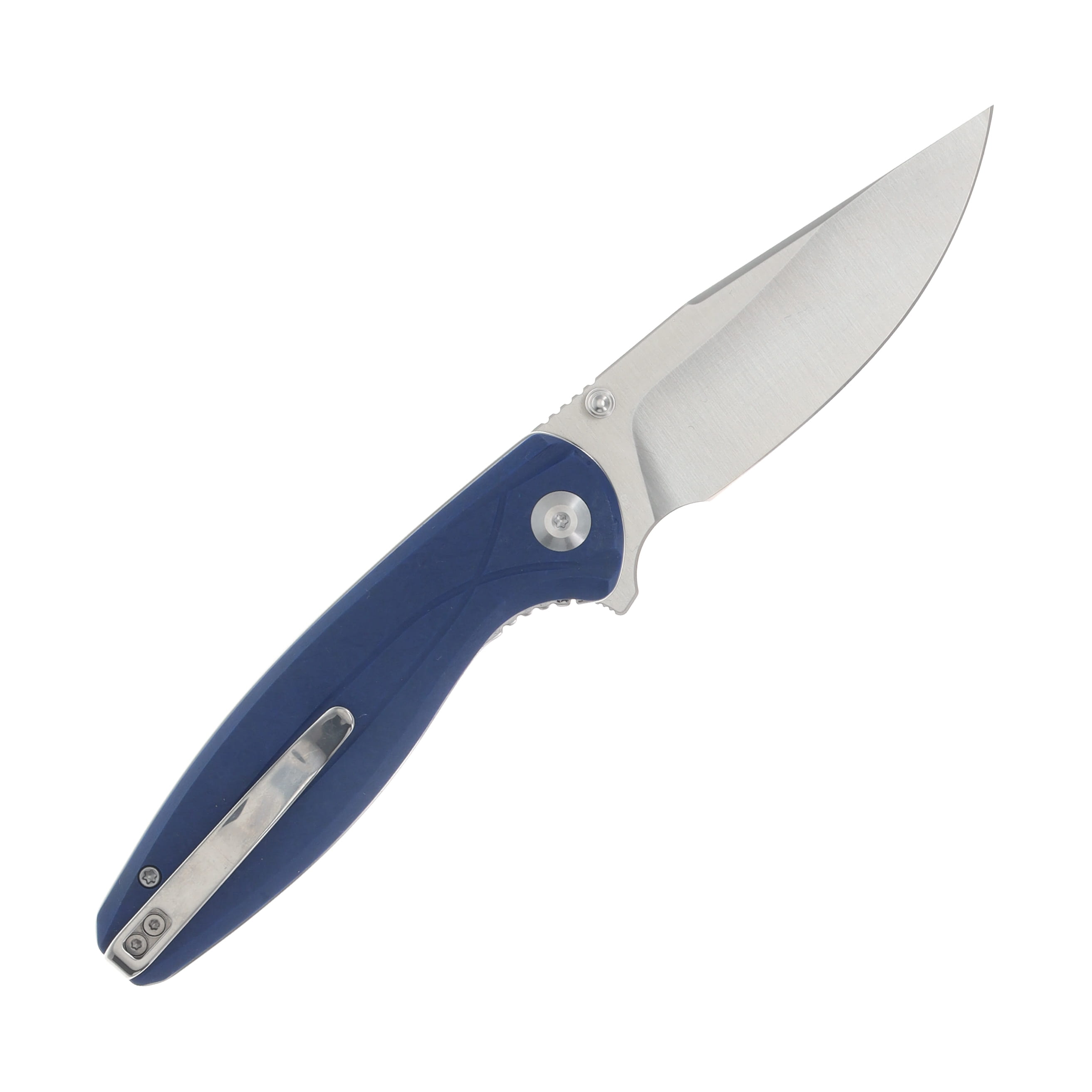 Sencut Vyrce Folding Knife Blue Shredded G-10 Handle Satin Clip Point D2 Blade S25104-2 View 2