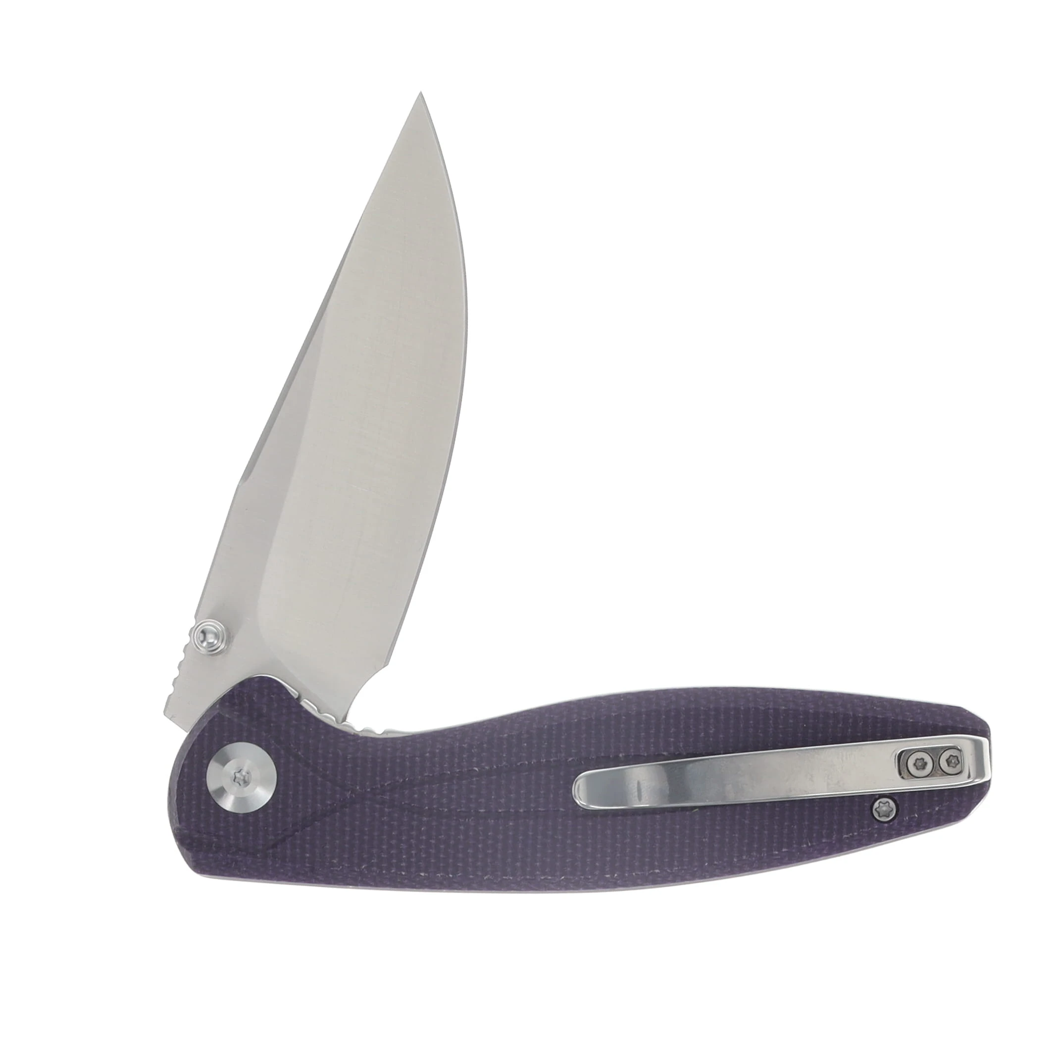 Sencut Vyrce Folding Knife Purple Canvas Micarta Handle Satin D2 Clip Point Blade S25104-3 View 4