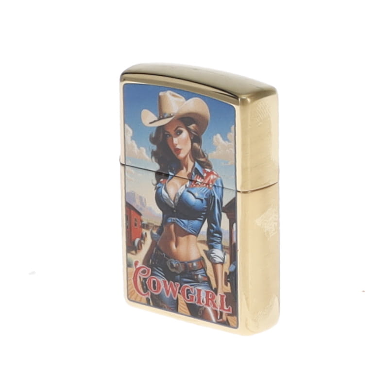 Zippo SMKW Exclusive Cowgirl Lighter w Hat-Brass ZP426510 View 6