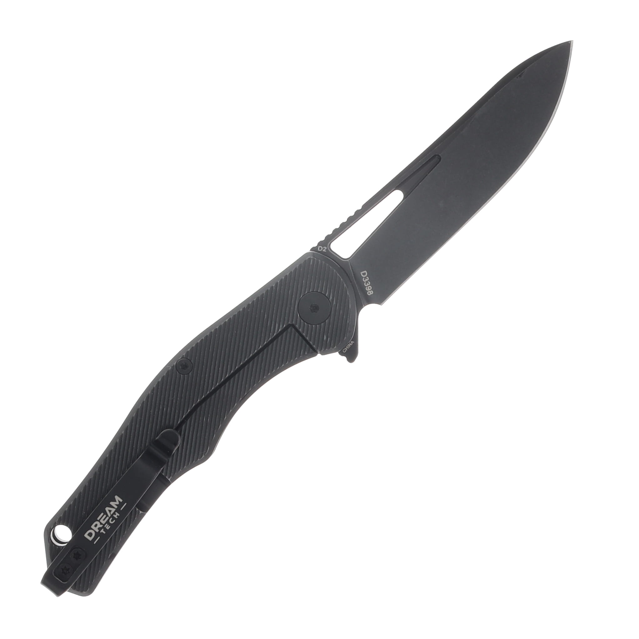 Dreamtech Black Titanium D2 Drop Point Flipper Framelock Folding Knife DTK3398TB View 2