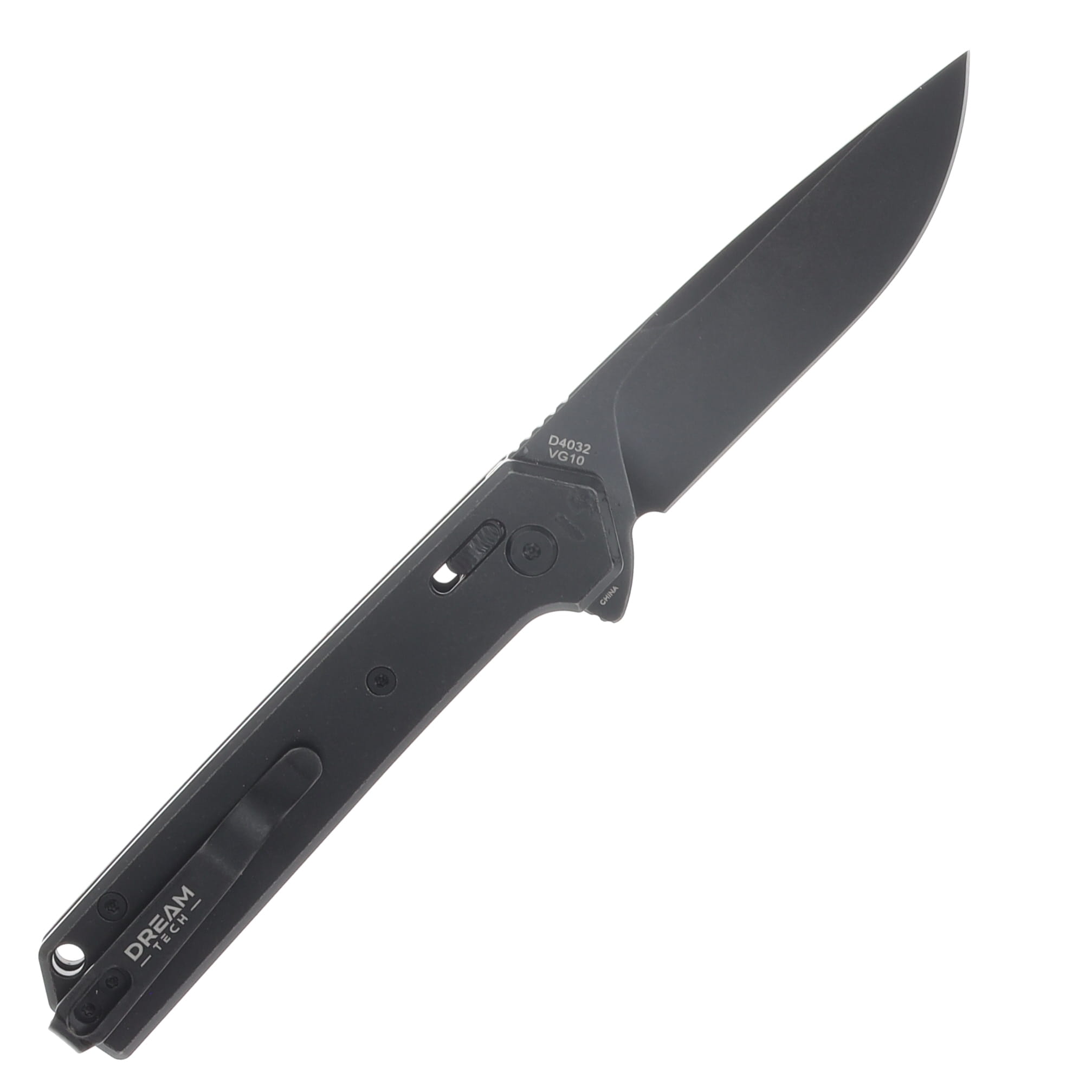 Dreamtech Black Titanium VG-10 Drop Point Crossbar Lock Folding Knife DTK4032TB View 2