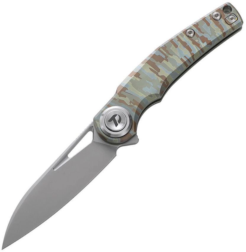 Dreamtech Camo Titanium M390 Flipper Button Lock Folding Knife DTK4130TC View 1