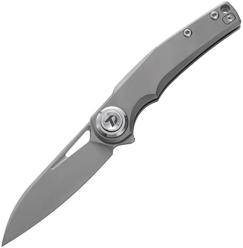 Dreamtech Gray Titanium M390 Flipper Button Lock Folding Knife DTK4130TG View 1