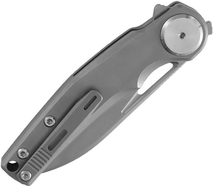 Dreamtech Gray Titanium M390 Flipper Button Lock Folding Knife DTK4130TG View 2