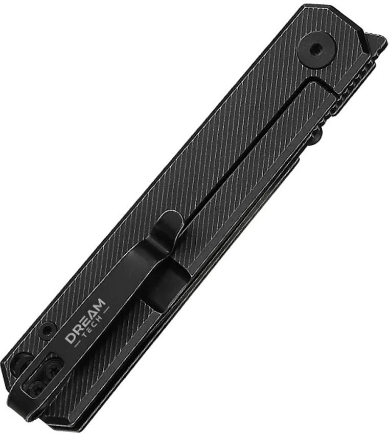 Dreamtech Black Titanium D2 3.13in Drop Point Flipper Framelock Knife DTK4193TB View 2