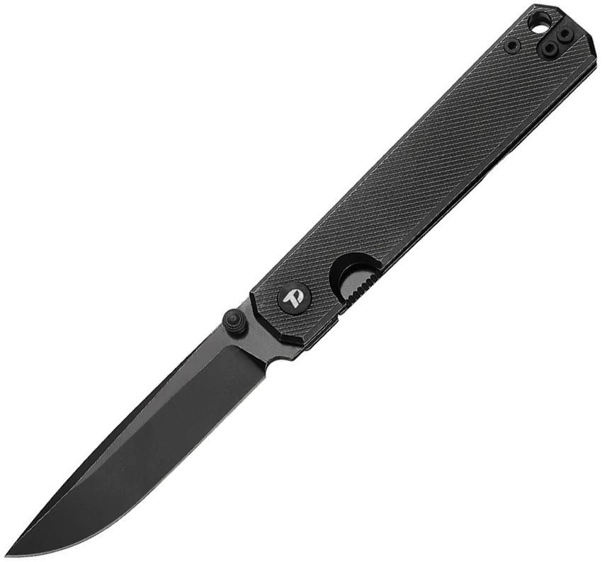 Dreamtech Black Titanium D2 3.13in Drop Point Flipper Framelock Knife DTK4193TB View 1