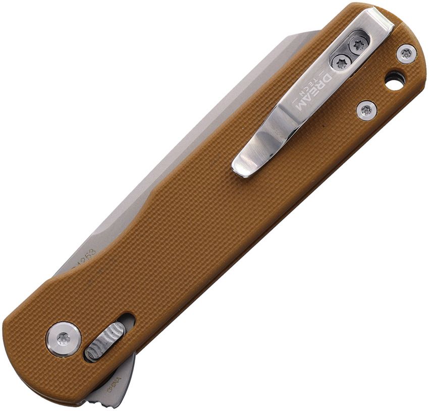 Dreamtech Brown G10 D2 Sheepsfoot Axis Lock Folding Knife | Smoky