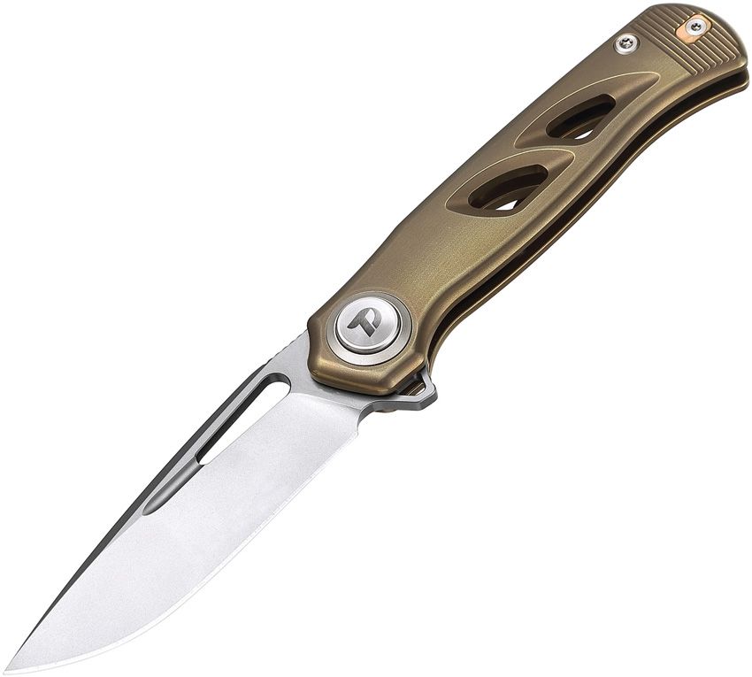 Dreamtech Bronze Titanium M390 Flipper Button Lock Folding Knife DTK4260BR View 1