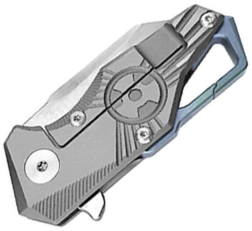 Dreamtech Gray Titanium D2 Reverse Tanto Carabiner Folding Knife DTK5313G View 2