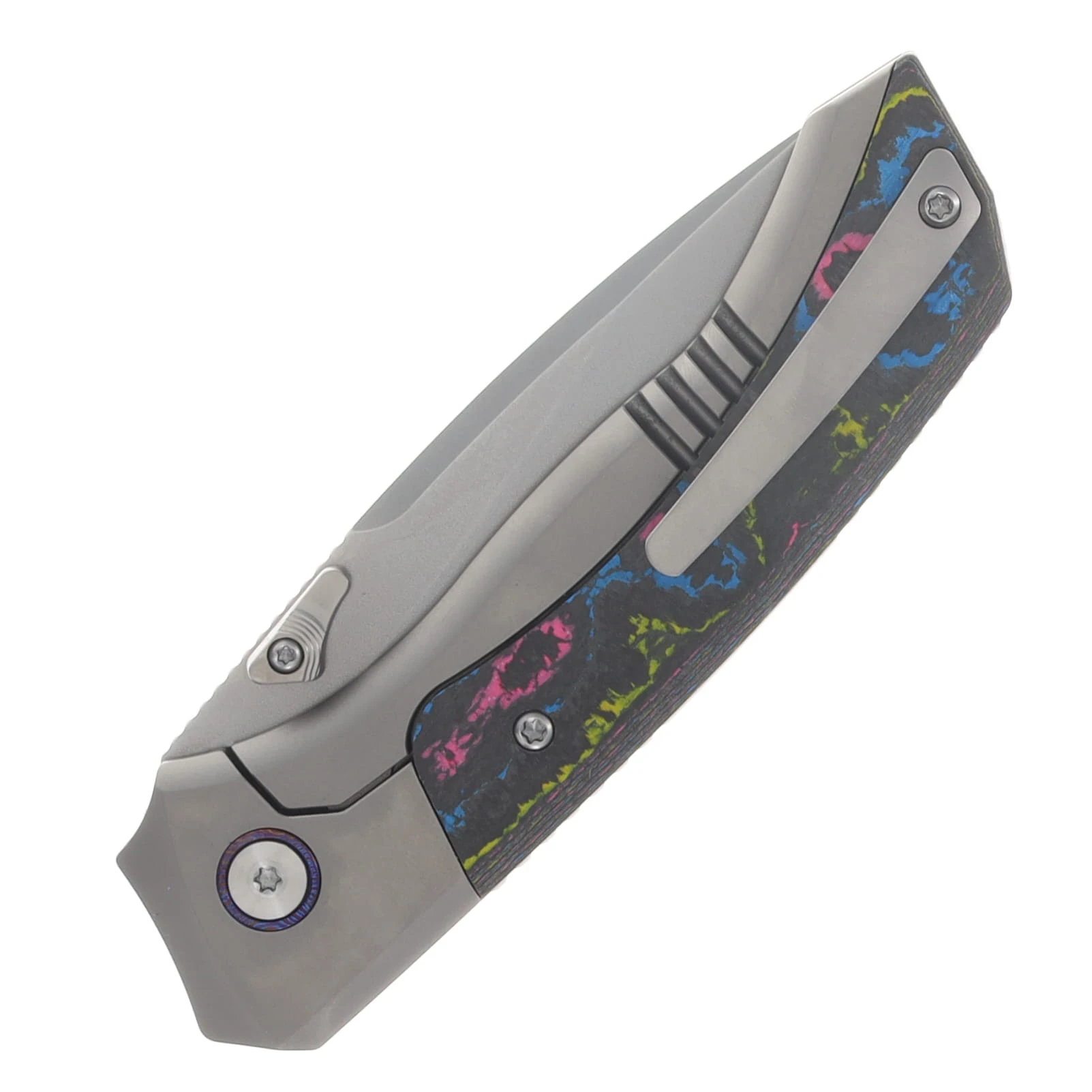 Remette Knives RT-Steed Folding Knife Pearlescent M390/Titanium and 80's CamoCarbon RTWS-TCBA View 6