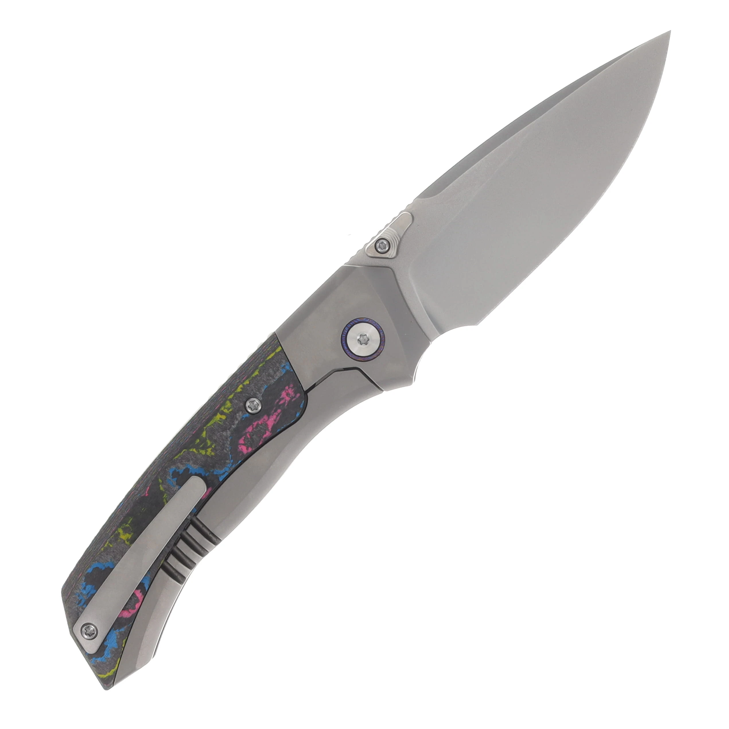 Remette Knives RT-Steed Folding Knife Pearlescent M390/Titanium and 80's CamoCarbon RTWS-TCBA View 2