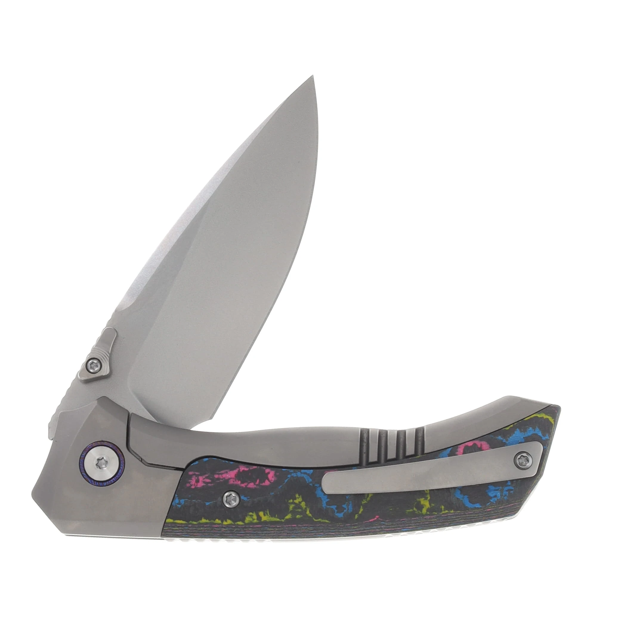 Remette Knives RT-Steed Folding Knife Pearlescent M390/Titanium and 80's CamoCarbon RTWS-TCBA View 4