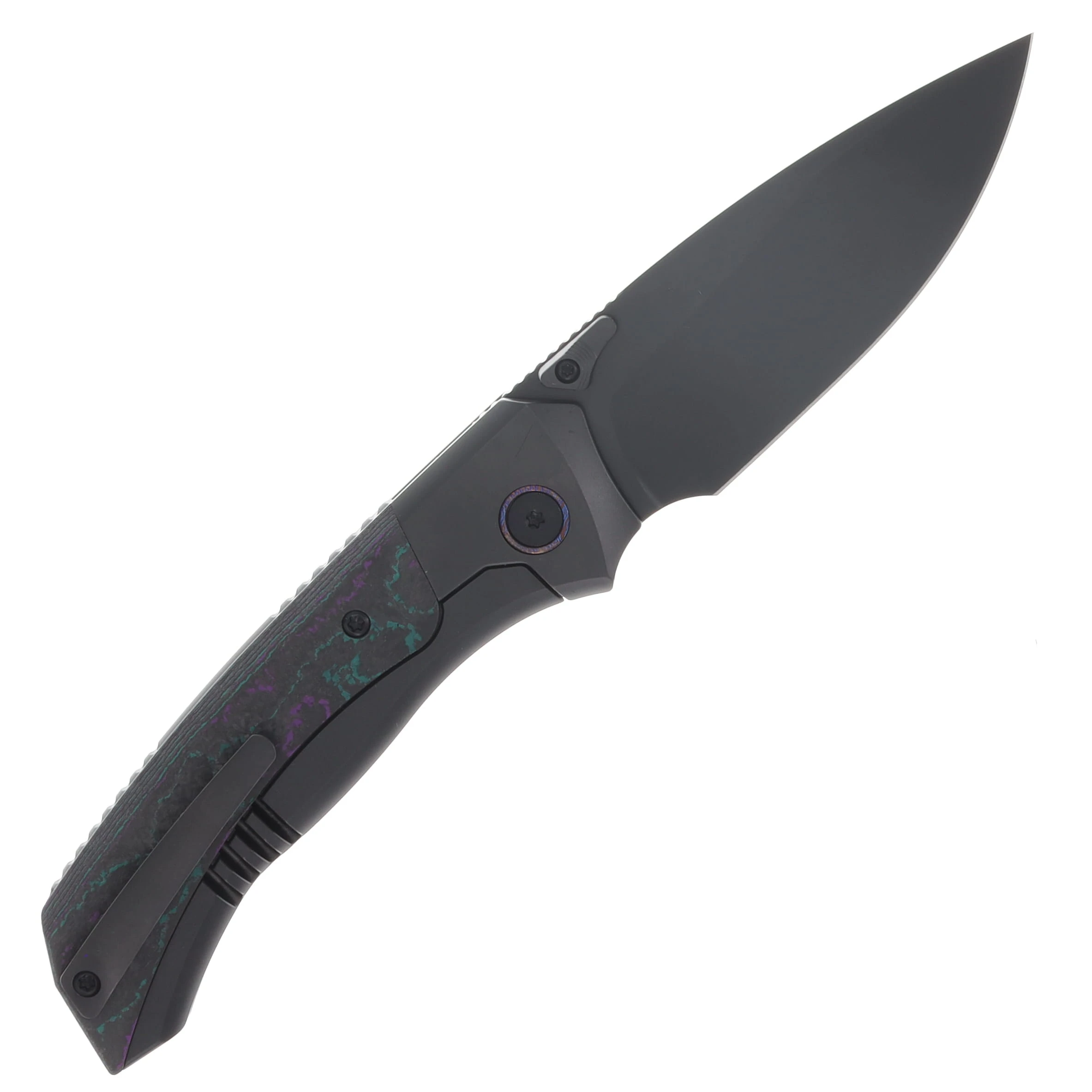 Remette Knives RT-Steed Folding Knife Black DLC M390/Titanium and Kelp Bed CamoCarbon RTWS-BCBA View 2