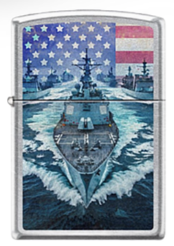 Zippo USA 250th Anniversary Limited Edition Aircraft Carrier Street Chrome Lighter ZP127894 View 1