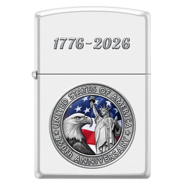 Zippo USA 250th Anniversary Limited Edition 1776-2026 White Matte Lighter ZP127906 View 1