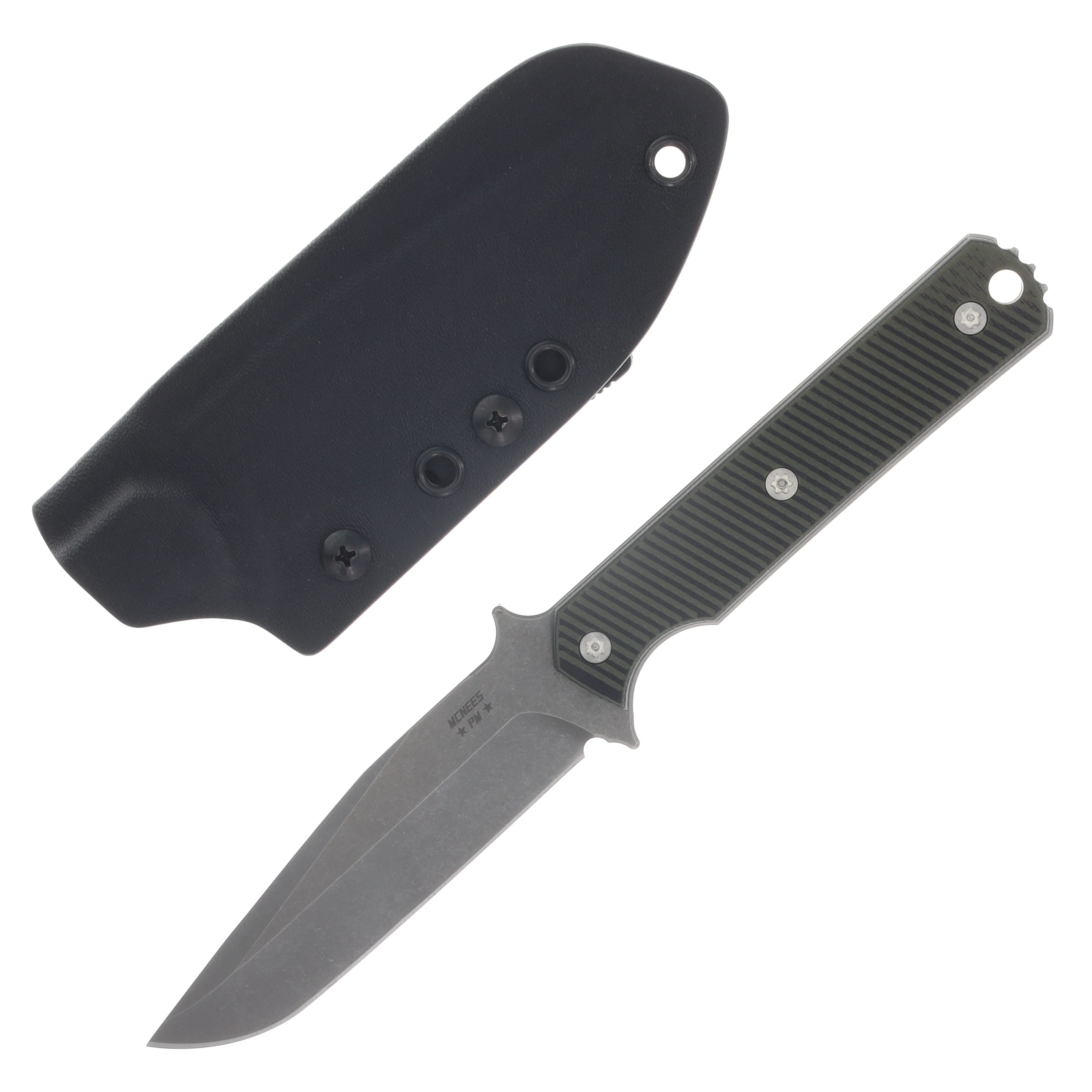 McNees Stalker Fixed Blade Knife Stonewash/Green and Black G-10 MCFXSTSWAGNBK View 1