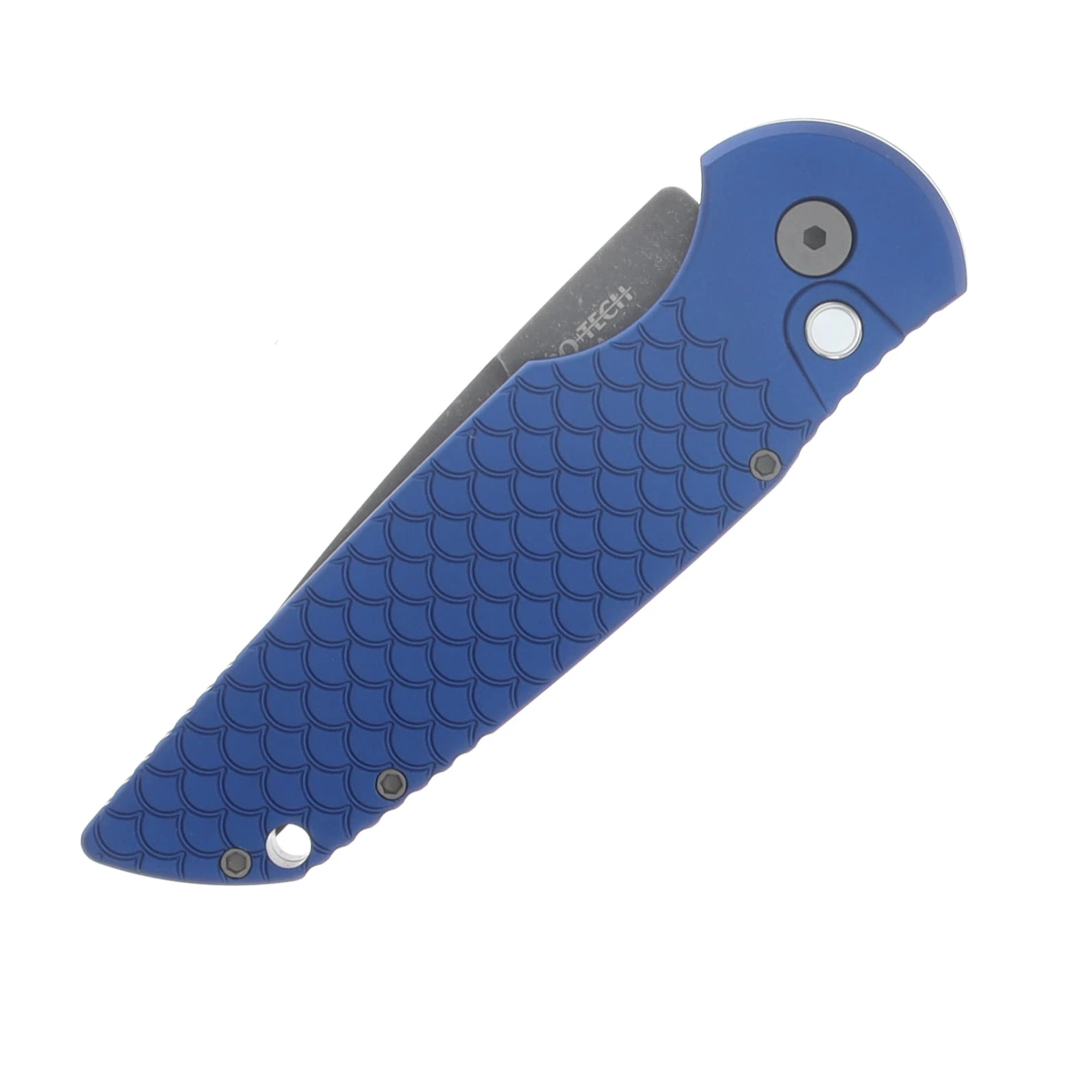 ProTech TR3.1 Automatic Knife Acid Wash 154CM/Blue Fish Scale Engraved with Pearl Button BSA26.TR3.1 View 3