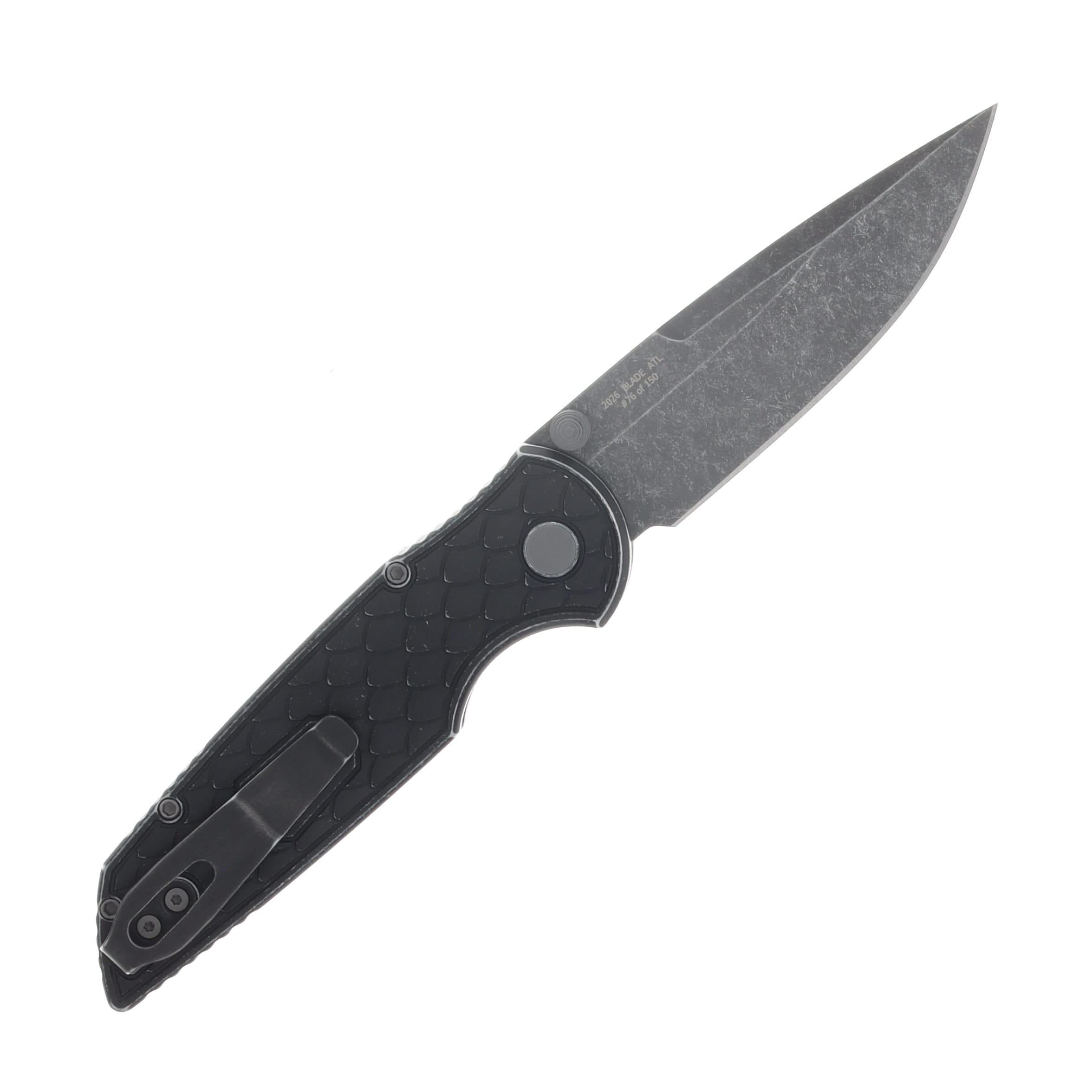 Pro-Tech Blade Show Texas 2026 Limited Edition TR-3 Integrity Tactical Response III Button Lock Folding Knife Acid Washed MagnaCut/Battleworn Black Reptile Milled Aluminum BSA26.INT.1 View 2