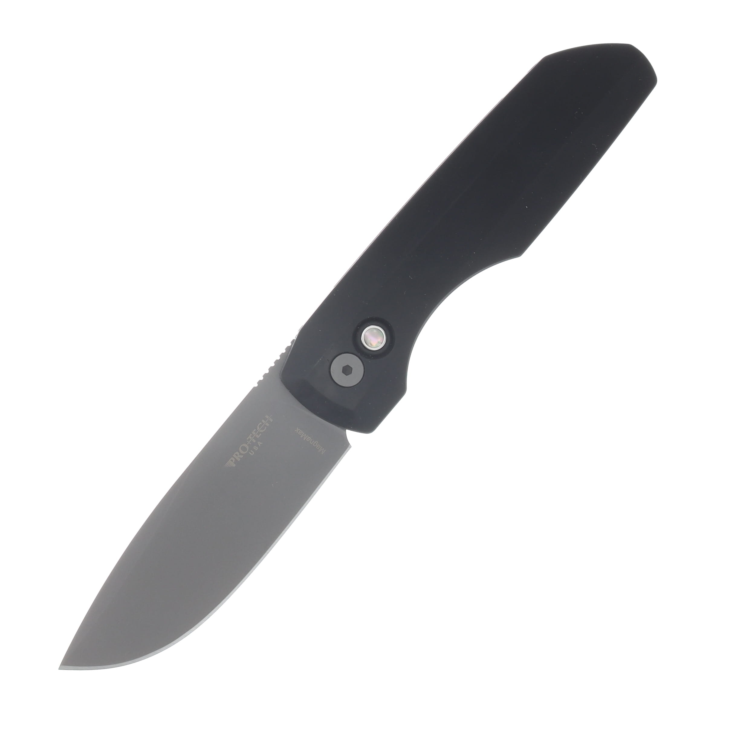 ProTech Vero Synapse 2 Automatic Knife Blasted MagnaMax/Black Aluminum with Mother of Pearl Button BSA26.VERO.2 View 1