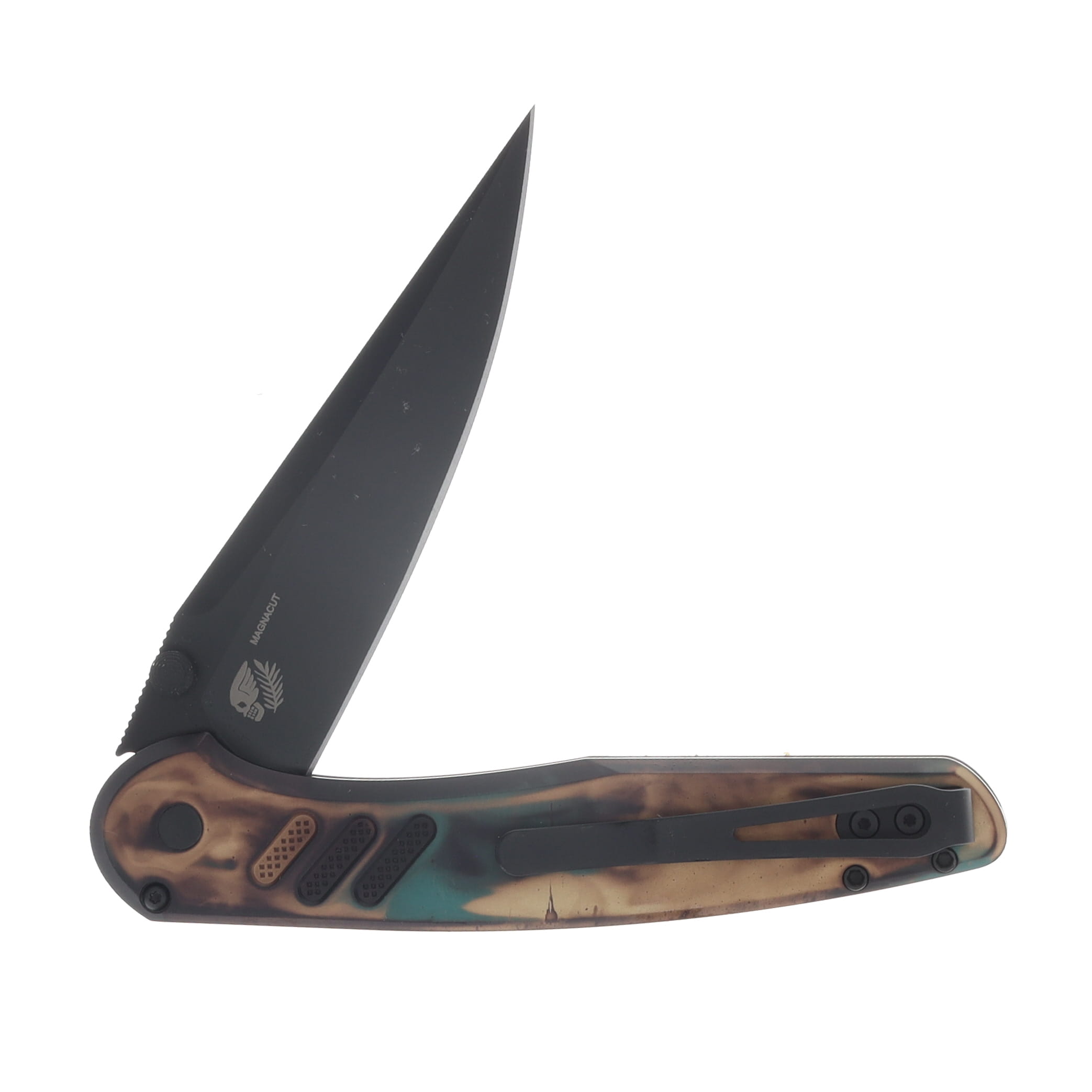 ProTech Avalon Automatic Knife DLC Black Magnacut/Knurled Shipwreck Aluminum Peace Neighbor Collaboration PN1103-SHIPWRECK View 3