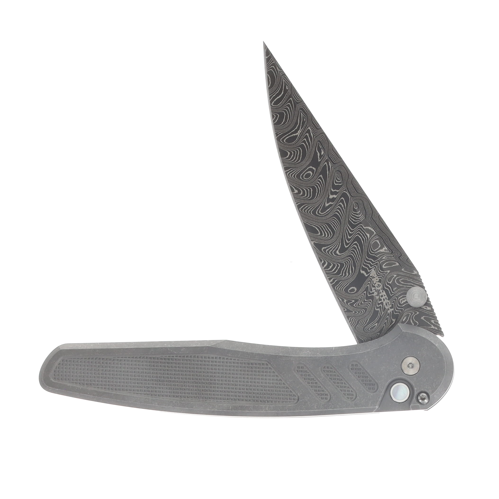 ProTech Auto Avalon Custom 004 Chad Nichols Boomerang Damascus/Knurled 17-4 Heat Treated Steel 2026AVALONCUST5 View 3