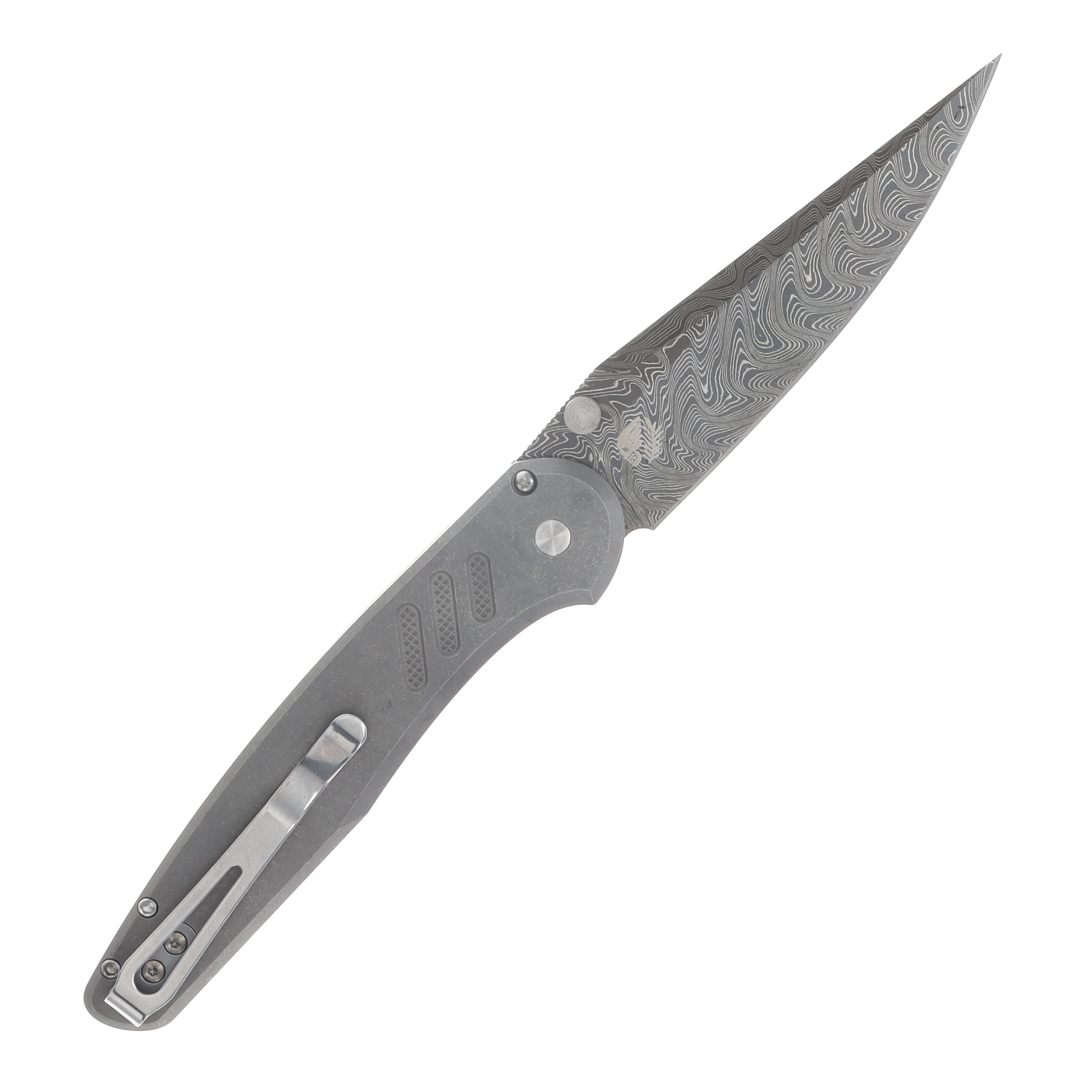 ProTech Auto Avalon Custom 004 Chad Nichols Boomerang Damascus/Knurled 17-4 Heat Treated Steel 2026AVALONCUST5 View 2