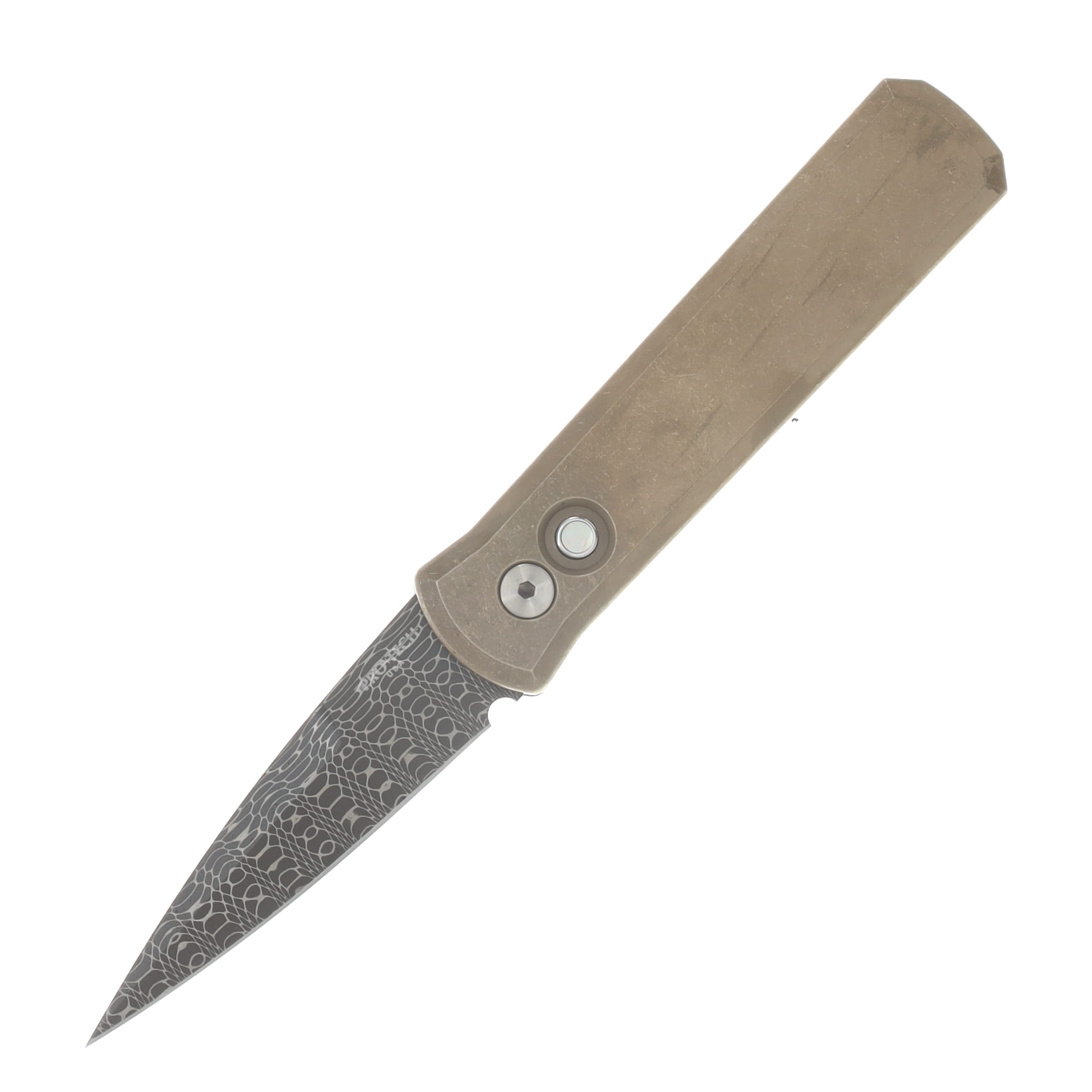 ProTech Godson Automatic Knife Vegas Forge Vines & Roses Damascus/Bronze Aluminum 2026GODSONCUST7 View 1
