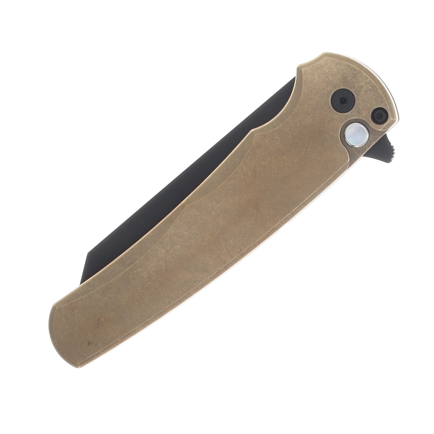 ProTech Malibu Button Lock Folding Knife Black DLC Magnacut Reverse Tanto/Solid Bronze Aluminum PT5413 View 5