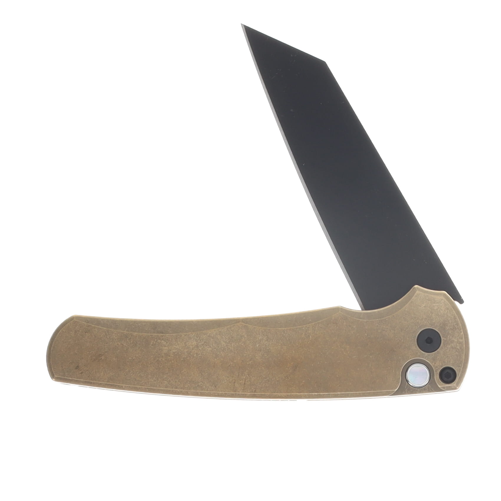 ProTech Malibu Button Lock Folding Knife Black DLC Magnacut Reverse Tanto/Solid Bronze Aluminum PT5413 View 3