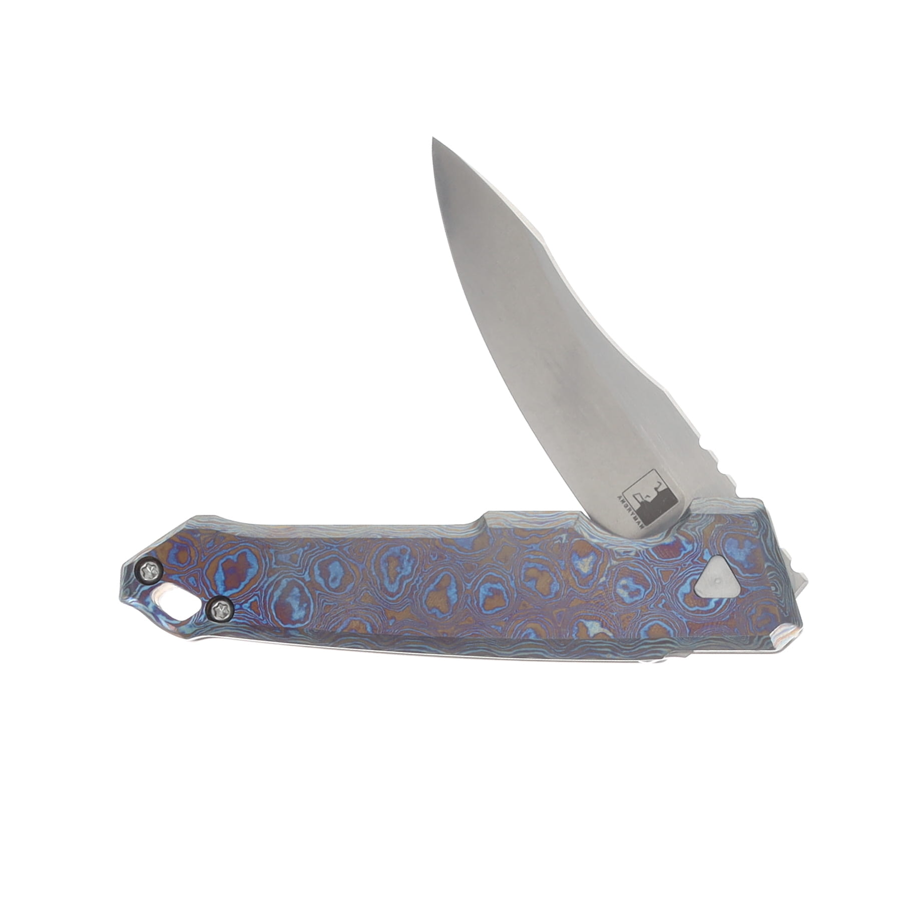 Angryman Littlefinger Framelock Folding Knife Purple Timascus Handle Magnacut Bld ANGLTLFNGPRPTIMAS View 3