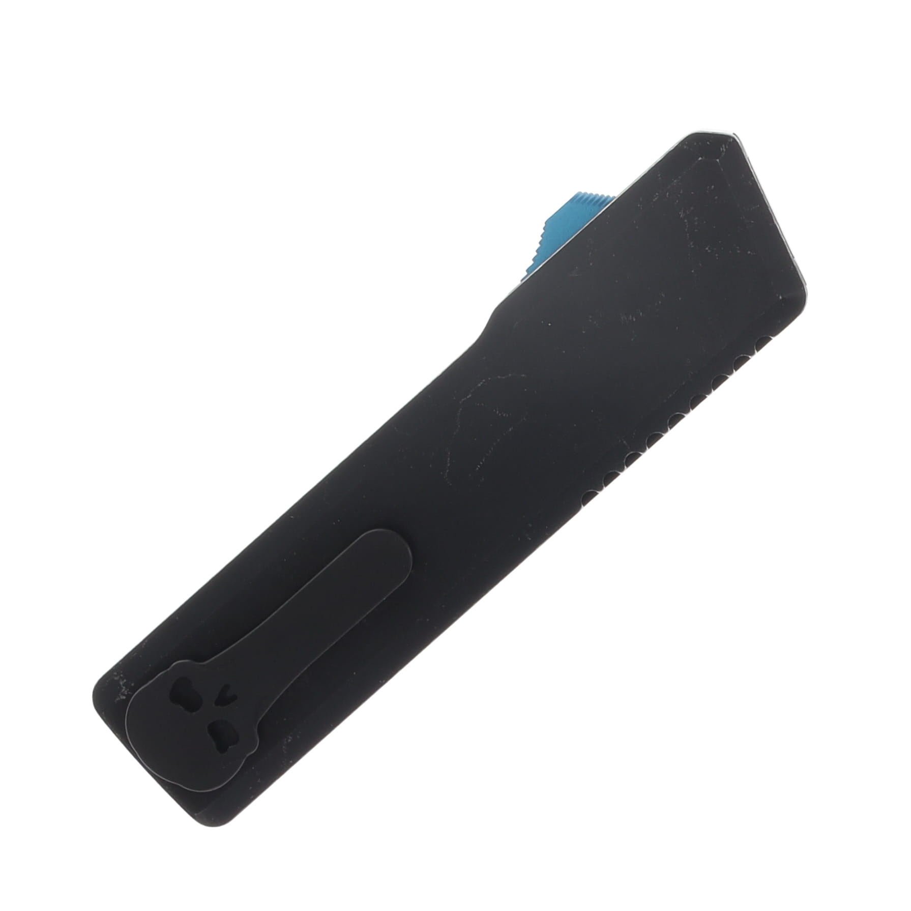 Chaves Knives Dissident OTF Auto Black Battleworn AL Handle W/Electric Blue CF Inlay CKDISSELBL View 4