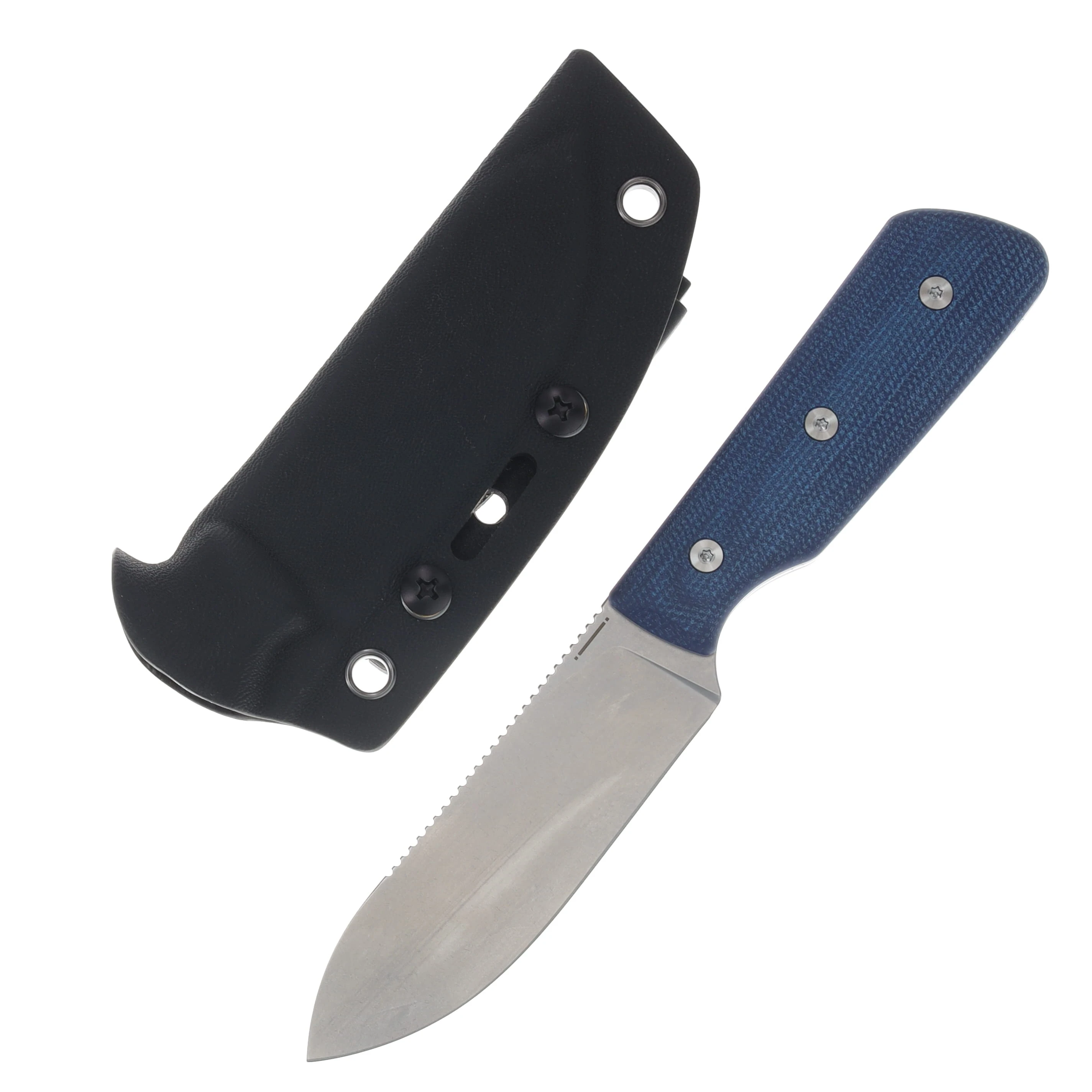 StraightLine Bigger Digger Fixed Blade Blue Canvas Micarta 14C28N Stonewash SLBDG-BC View 1