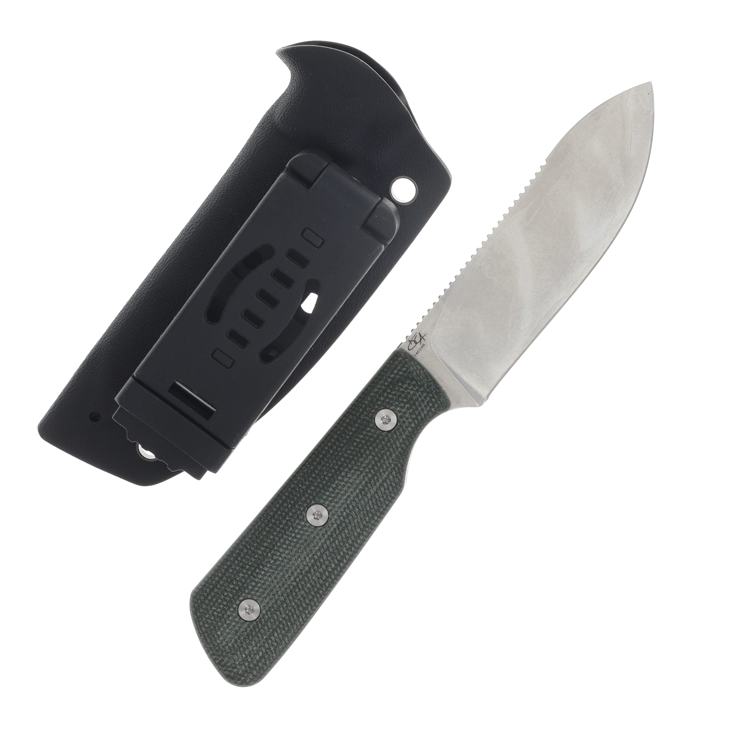 StraightLine Bigger Digger Fixed Blade Green Canvas Micarta 14C28N Stonewash SLBDG-GC View 2
