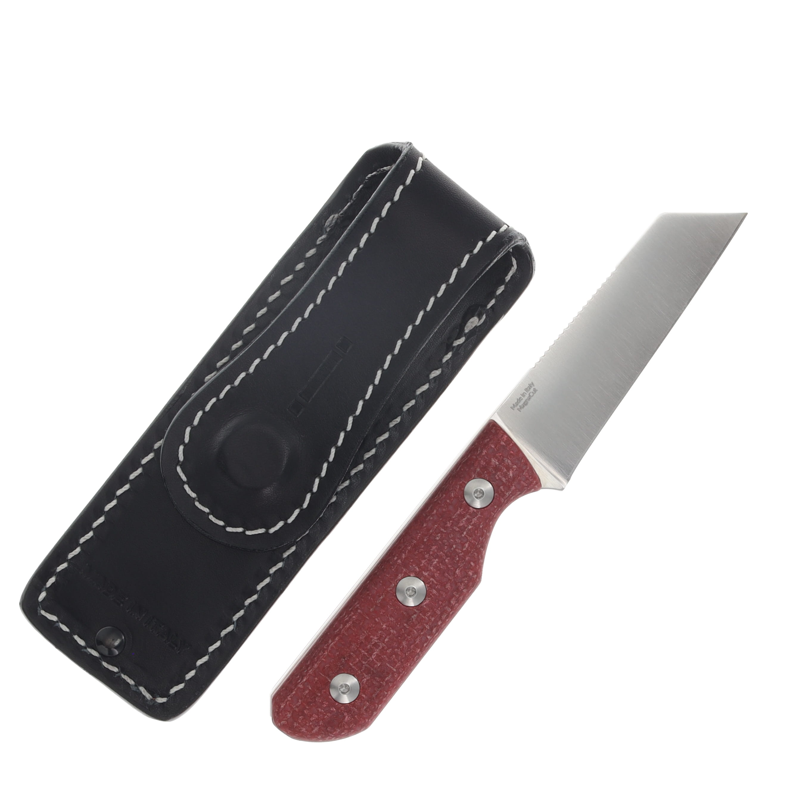 StraighLine Scorer Fixed Blade Red Burlap Micarta Handle Satin Magnacut Blade SLSC-RB View 2