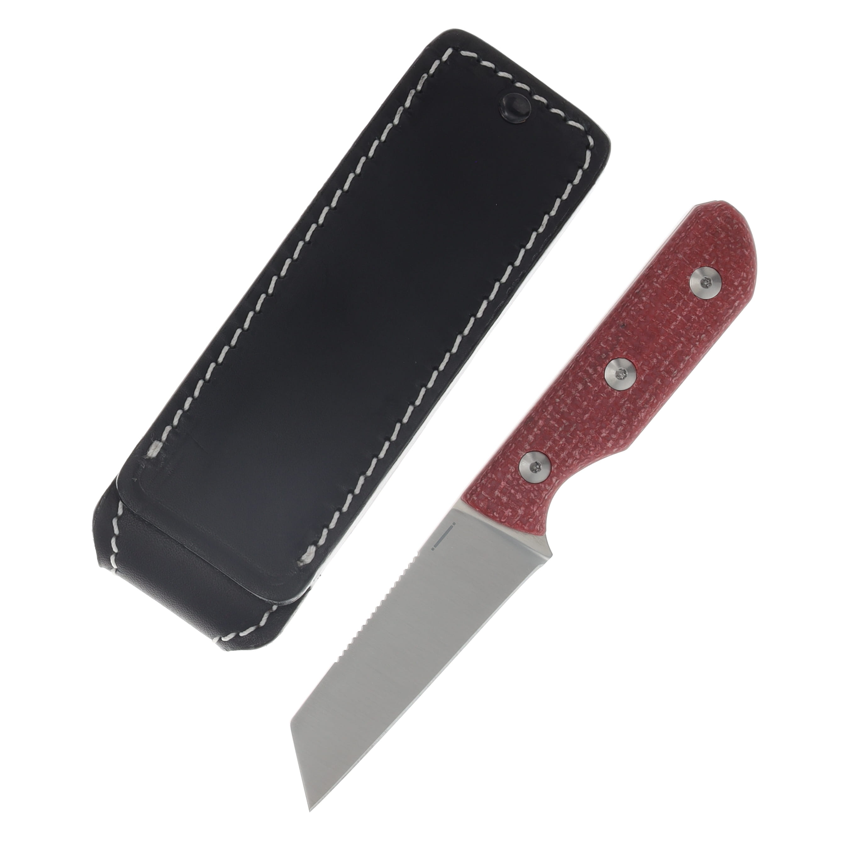 StraighLine Scorer Fixed Blade Red Burlap Micarta Handle Satin Magnacut Blade SLSC-RB View 1