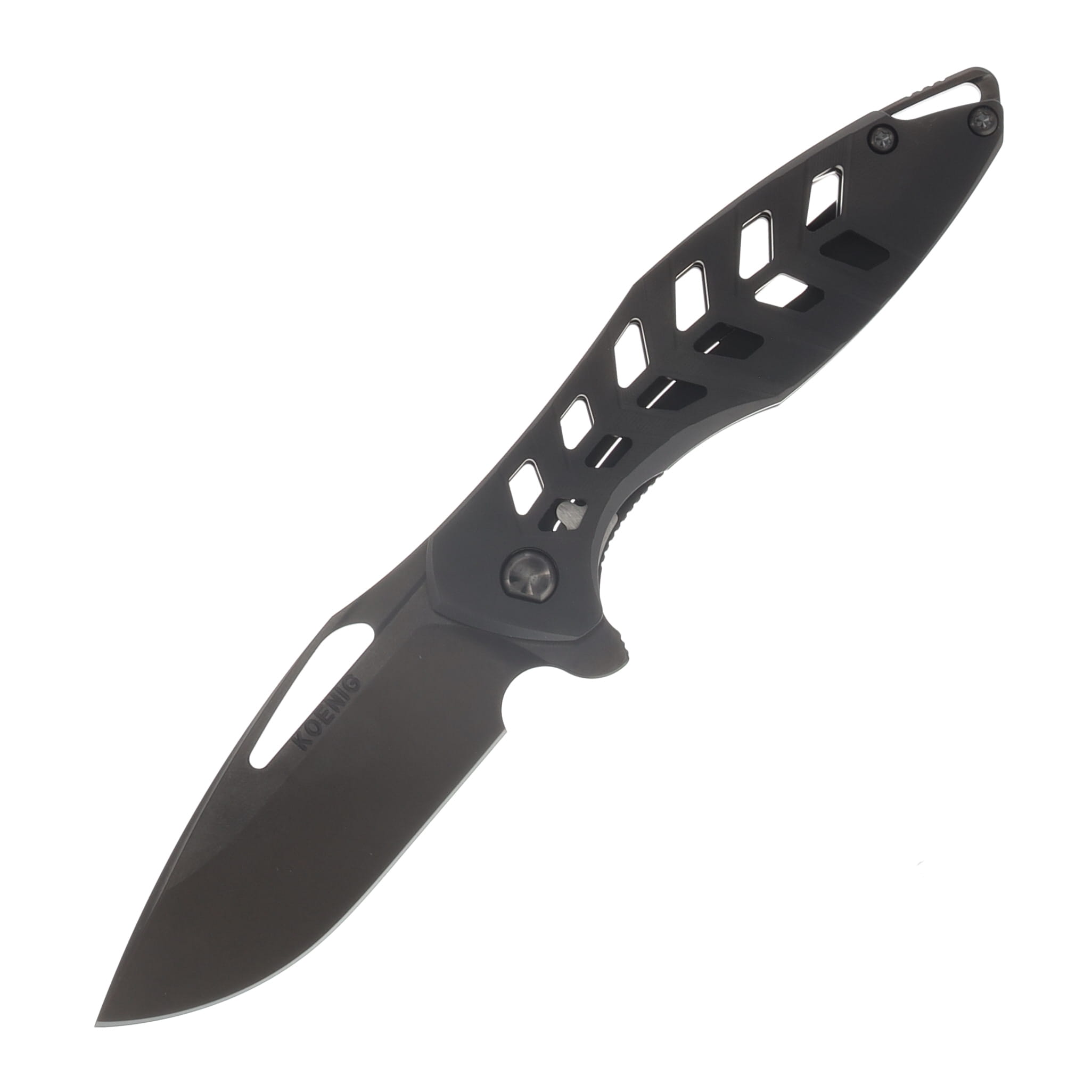 Koenig Mini Arius Folder M390 Raw DLC Bld 6AL4V Ti DLC Osseus 2.0 Handle MA18688888 View 1