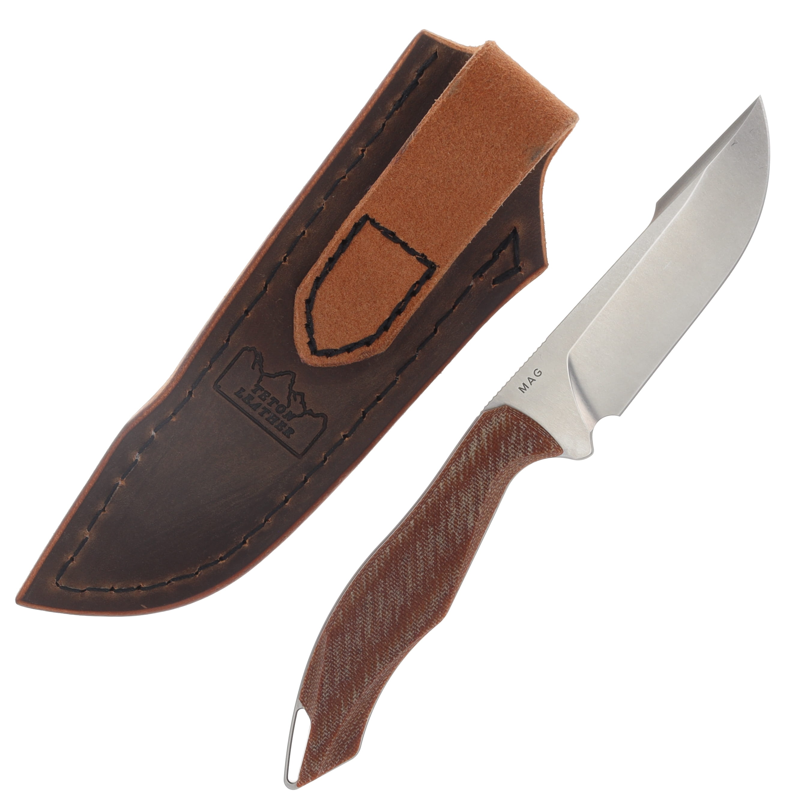 Koenig HELO Fixed Blade Brightwashed Magnacut Bld Tan Canvas Patterned Micarta HELO121 View 2