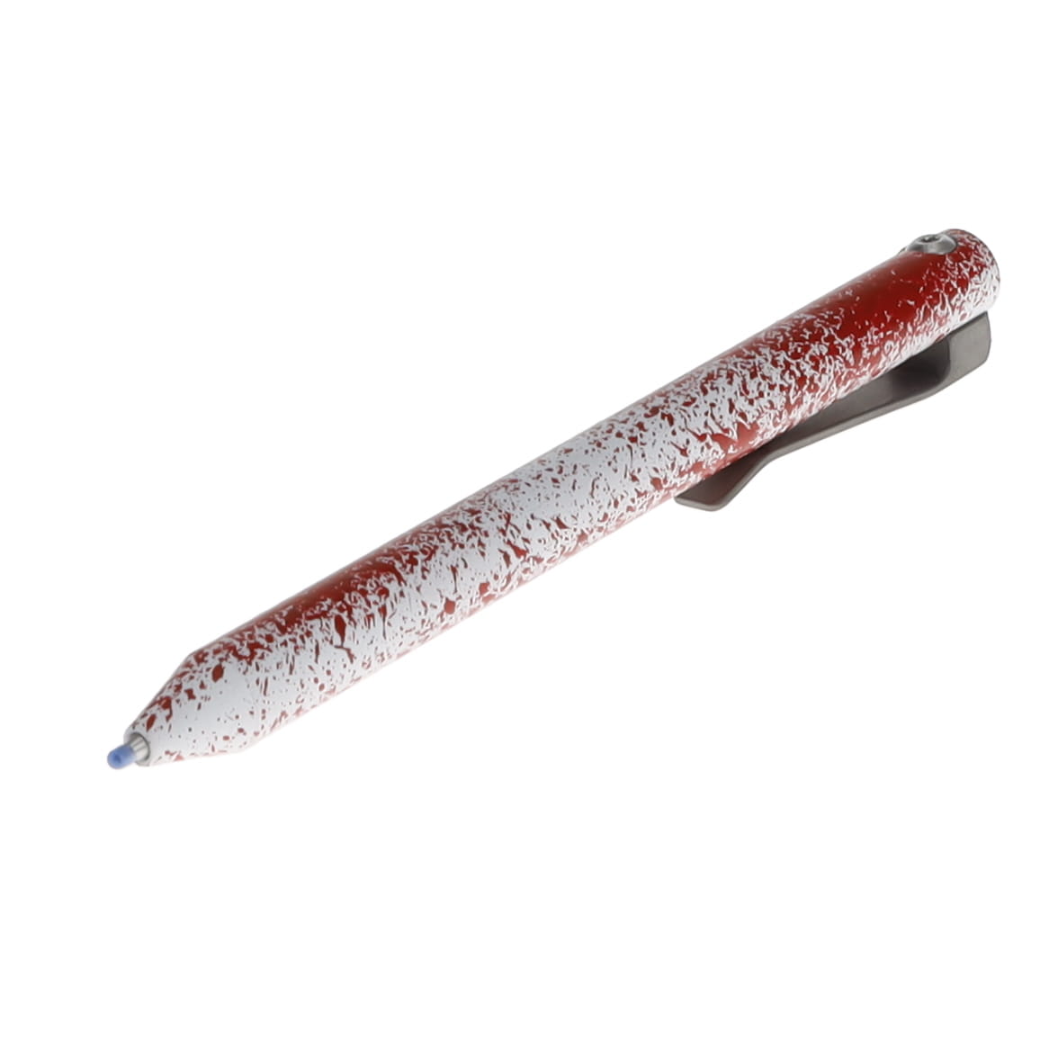 Maverick Customs Flipper Universal Pen Bloodsplatter Cerakote Aluminum with Butterscotch Micarta Flipper and Stonewash Titanium Clip MCCBABBMFSTC View 1