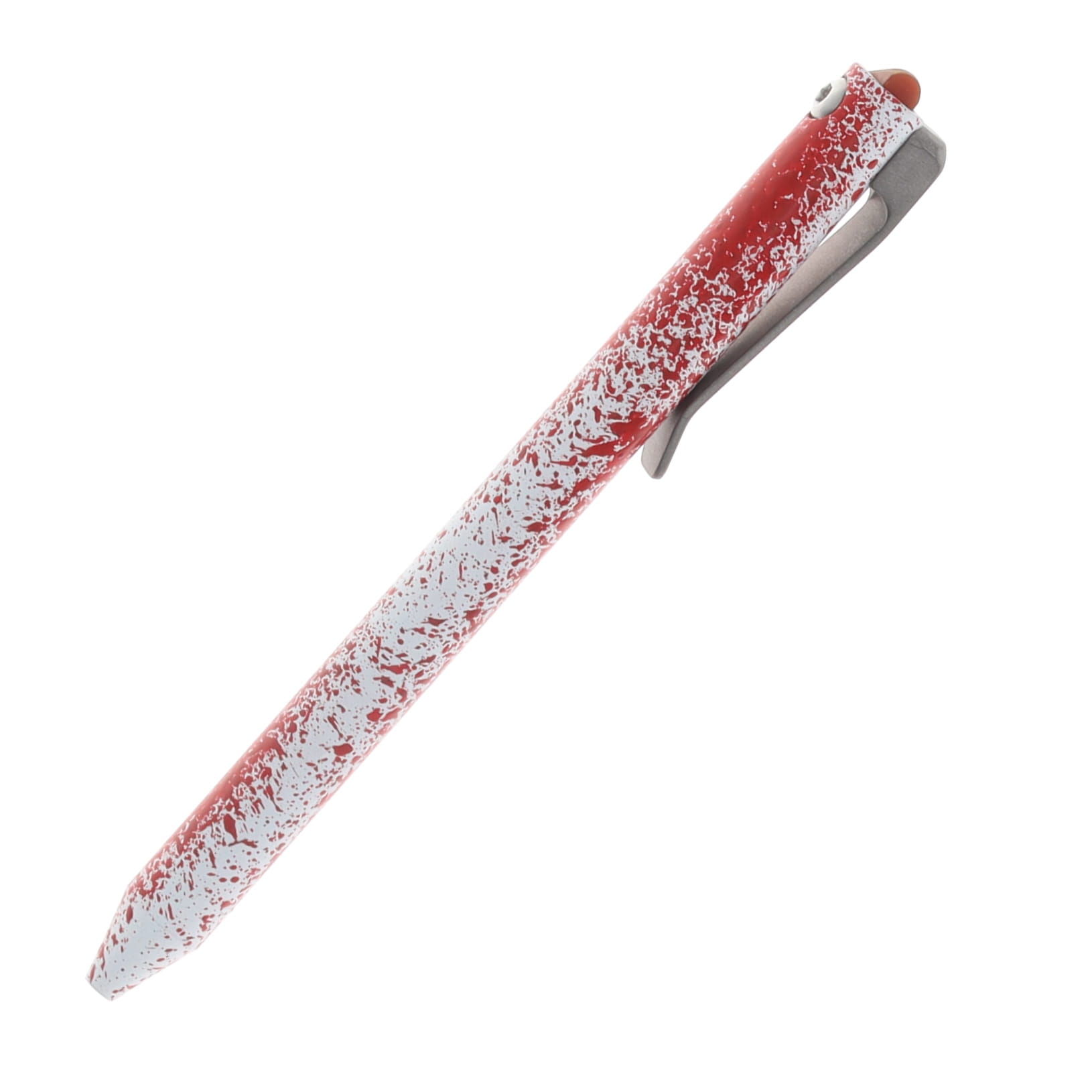 Maverick Customs Flipper Universal Pen Bloodsplatter Cerakote Aluminum with Butterscotch Micarta Flipper and Stonewash Titanium Clip MCCBABBMFSTC View 4